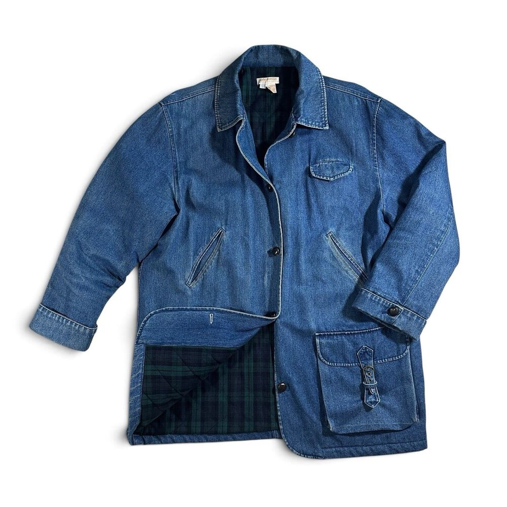 Brooks Brothers Blue Denim Jacket with Tartan Lining